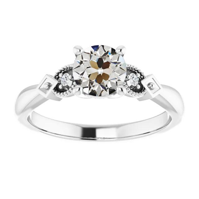 3 Steine Verlobungsring Alter Bergmann Echt Diamant 2,50 Karat Konischer Schaft