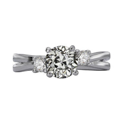 3 Steinring Runder Alter Bergmann Echt Diamant Split Shank Schmuck 3,50 Karat
