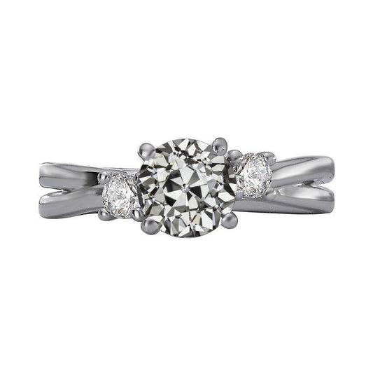 3 Steinring Runder Alter Bergmann Echt Diamant Split Shank Schmuck 3,50 Karat - harrychadent.ch