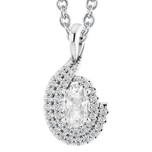 4.50 Karat Damen Halo Oval Naturlich Diamant Alter Bergmann Slide Anhänger 14K - harrychadent.ch