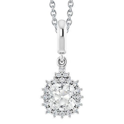 4.50 Karat Kissen Alter Bergmann Damen Echt Diamant Anhänger Weißgold 14K