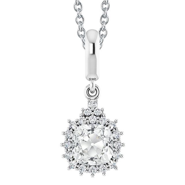 4.50 Karat Kissen Alter Bergmann Damen Echt Diamant Anhänger Weißgold 14K - harrychadent.ch
