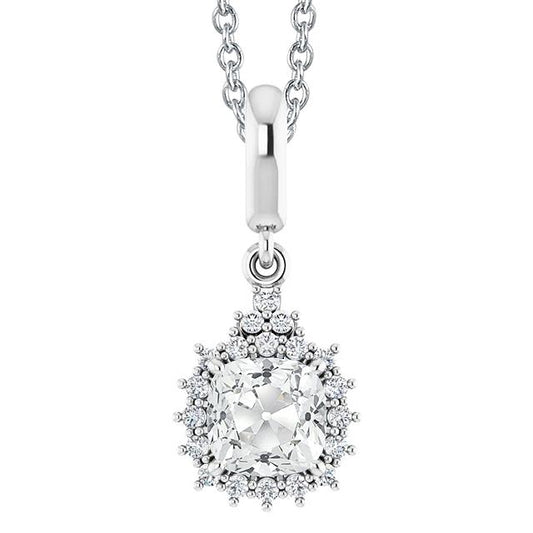 4.50 Karat Kissen Alter Bergmann Damen Echt Diamant Anhänger Weißgold 14K - harrychadent.ch