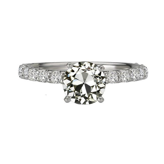 4,50 Karat Runder Alter Minenschliff Echt Diamant-Verlobungsring Krappenset