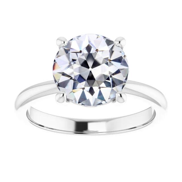4,50 Karat Solitärring Runder Alter Minenschliff Echt Diamant 14K Weißgold