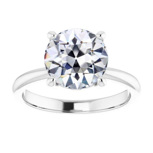 4,50 Karat Solitärring Runder Alter Minenschliff Echt Diamant 14K Weißgold