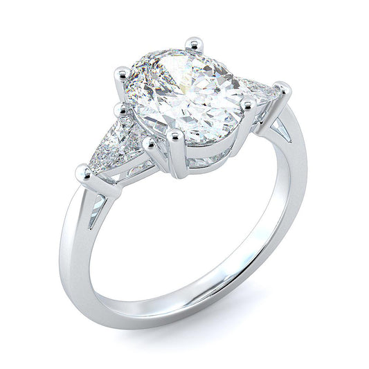 4,5 Karat Oval SEHR GUT Schliff Echt Diamant Drei Steine Verlobungsring Weißgold