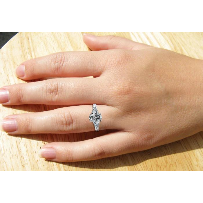 4,5 Karat Oval SEHR GUT Schliff Echt Diamant Drei Steine Verlobungsring Weißgold