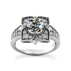 4,75 Karat Halo-Verlobungsring Runder Echt Diamant Im Alten Minenschliff
