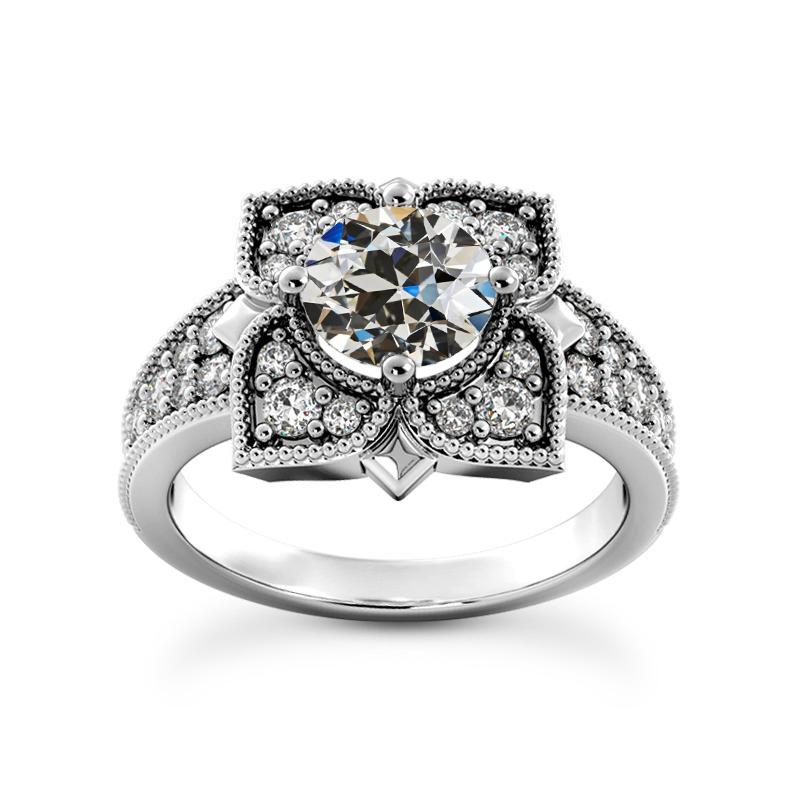 4,75 Karat Halo-Verlobungsring Runder Echt Diamant Im Alten Minenschliff