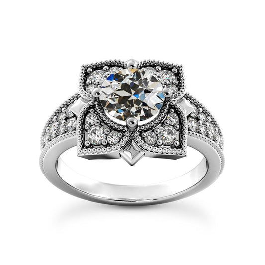 4,75 Karat Halo-Verlobungsring Runder Echt Diamant Im Alten Minenschliff