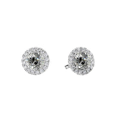 4 Karat Halo Ohrstecker Alter Bergmann Echt Diamanten Weißgold 14K Schmuck