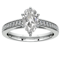 5 Karat Birne Alter Bergmann Natürliche Diamant Solitärring Mit Akzenten Gold 14K