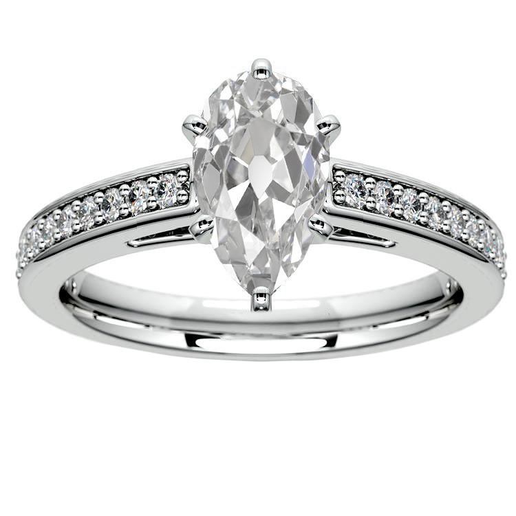 5 Karat Birne Alter Bergmann Natürliche Diamant Solitärring Mit Akzenten Gold 14K