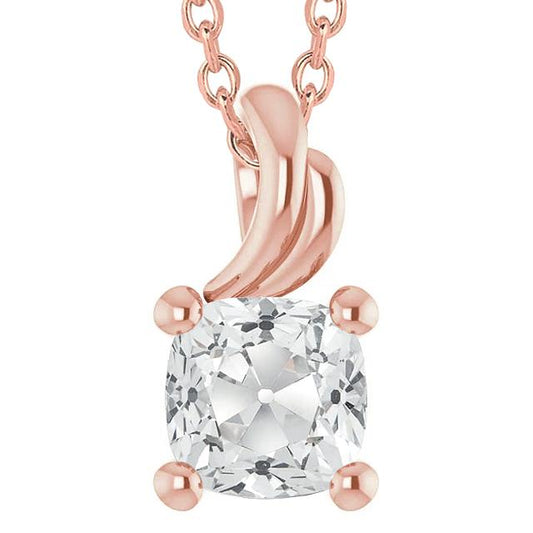 5 Karat Kissen Old Cut Damen Naturliche Diamant Anhänger 14K Roségold