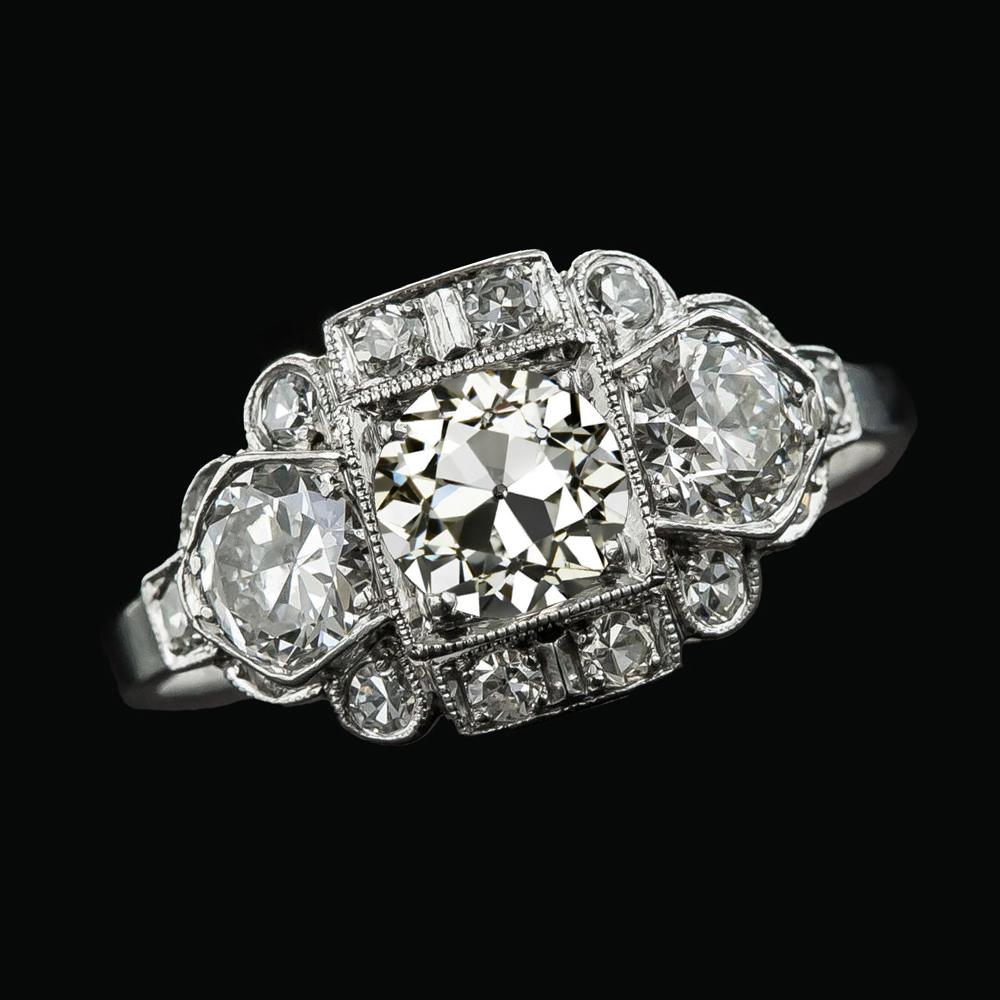 5 Karat Old Cut Runder Echt Diamantring Milgrain Shank Damenschmuck
