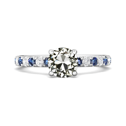 5 Karat Runder Alter Bergmann Echt Diamant & Blauer Saphir Damenschmuck - harrychadent.ch
