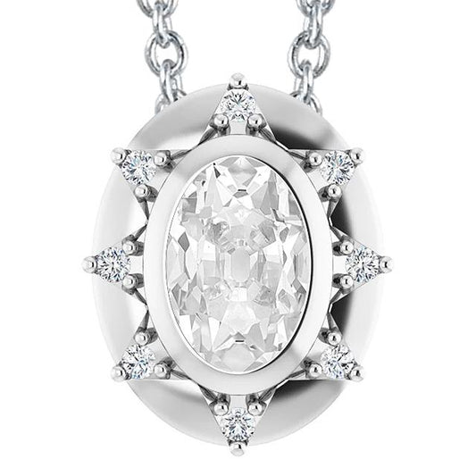 6.50 Karat Oval Alter Bergmann Halo Damen Naturliche Diamant Anhänger Lünette Star Style