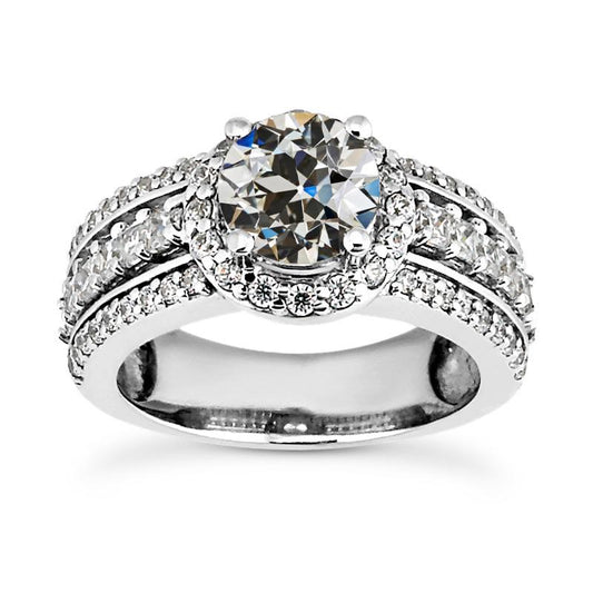 6 Karat Naturliche Diamant Alter Bergmann Halo Ring Dreireihige Akzente Goldschmuck - harrychadent.ch