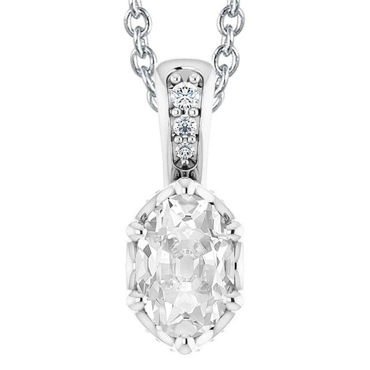 6 Karat Oval Alter Bergmann Gold Echt Diamant Anhänger Krappenset Mit Kette