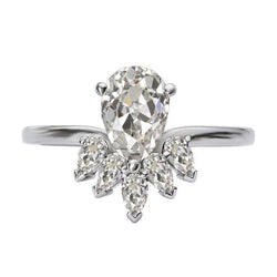 7 Karat Marquise & Birne Alter Bergmann Natürliche Diamantring Kronenstil Gold