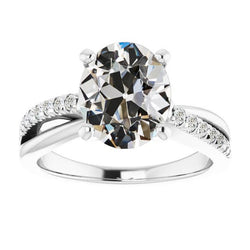 7 Karat Runder & Ovaler Alter Bergmann Echt Diamantring Pave Split Shank