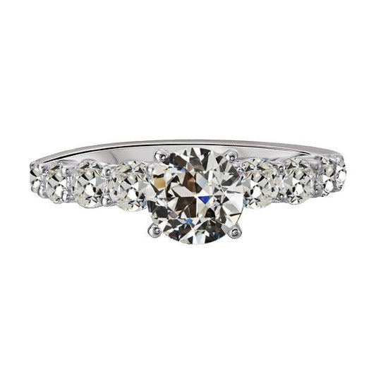 7 Karat Weißgold Echt Diamant Verlobungsring Mit Altem Minenschliff