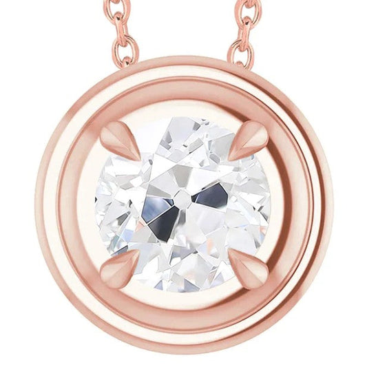 Adlerkrallen Aus Roségold Solitär-Natürliche Diamant-Anhänger, Altes Bergmann-Krappen-Set