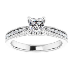 Alter Bergmann Echt Diamant Ehering Im Quadratschliff Milgrain 3.50 Karat