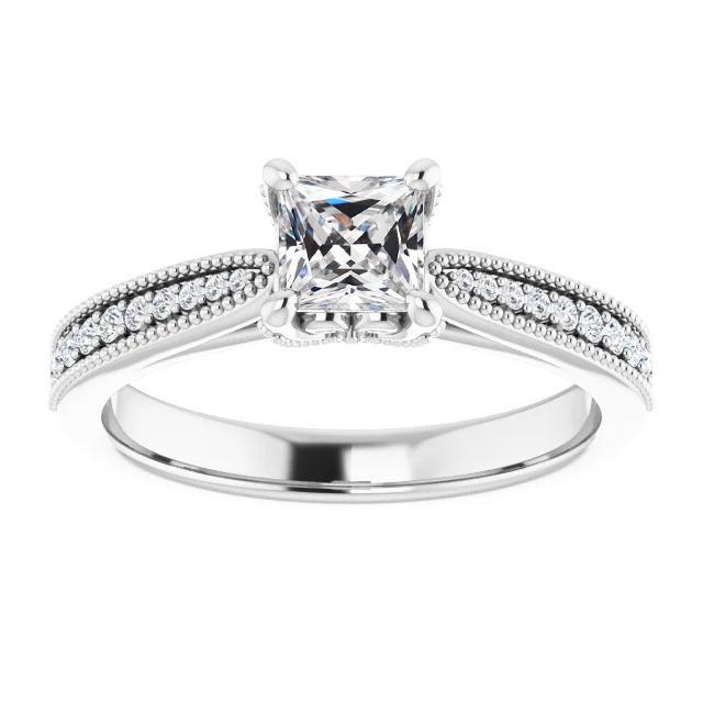 Alter Bergmann Echt Diamant Ehering Im Quadratschliff Milgrain 3.50 Karat - harrychadent.ch