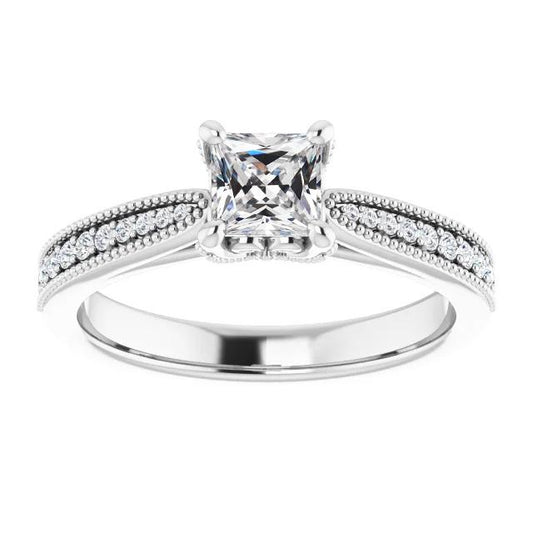 Alter Bergmann Echt Diamant Ehering Im Quadratschliff Milgrain 3.50 Karat - harrychadent.ch