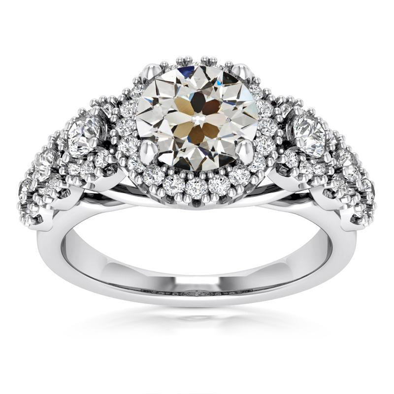 Alter Bergmann Echt Diamant Halo Ring Kathedrale Set Goldschmuck 7 Karat