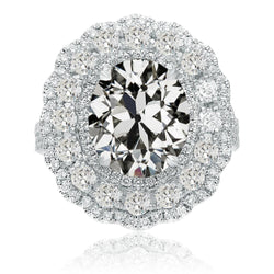 Alter Bergmann Echt Diamant Halo Ring Krappenset Flower Style 14 Karat Gold