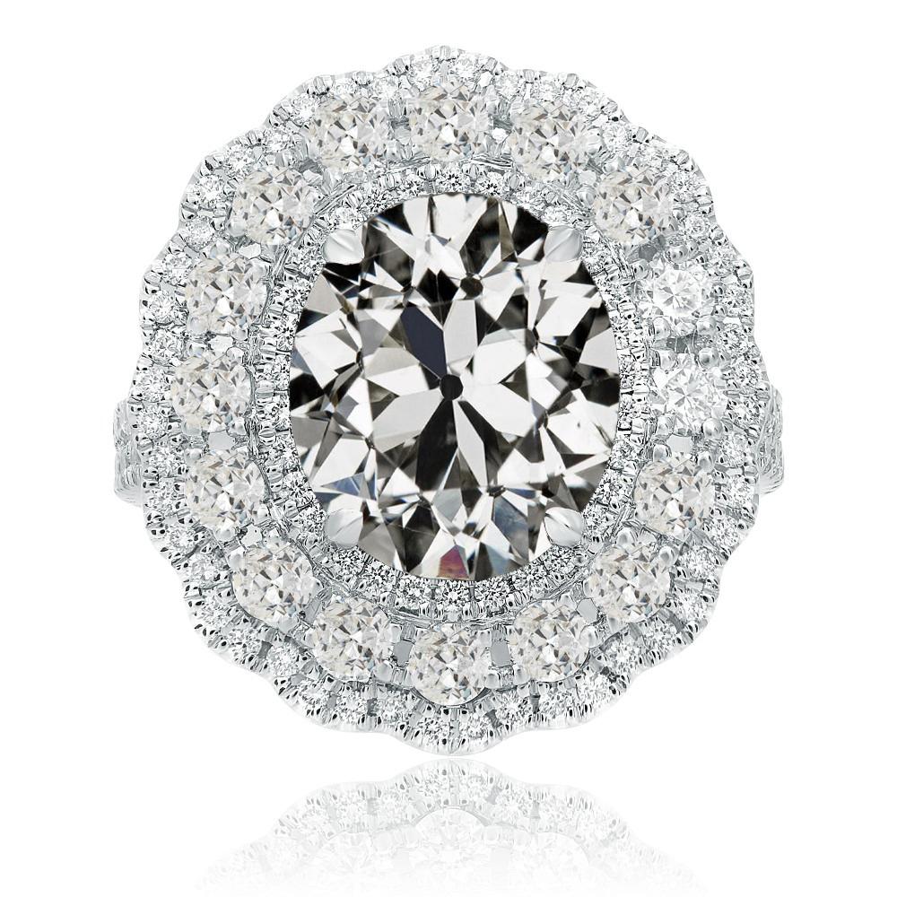 Alter Bergmann Echt Diamant Halo Ring Krappenset Flower Style 14 Karat Gold