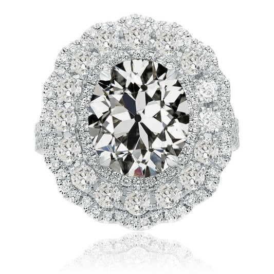 Alter Bergmann Echt Diamant Halo Ring Krappenset Flower Style 14 Karat Gold