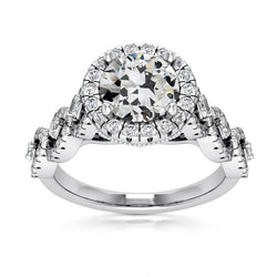 Alter Bergmann Echt Diamant Halo Ring Pave Infinity Style Gold 7,50 Karat