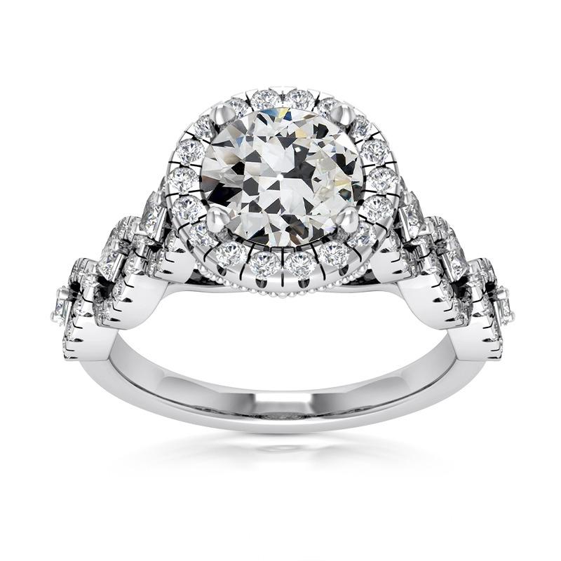 Alter Bergmann Echt Diamant Halo Ring Pave Infinity Style Gold 7,50 Karat