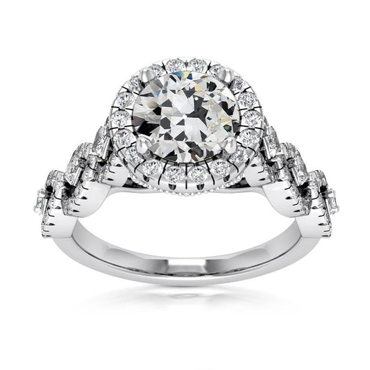 Alter Bergmann Echt Diamant Halo Ring Pave Infinity Style Gold 7,50 Karat