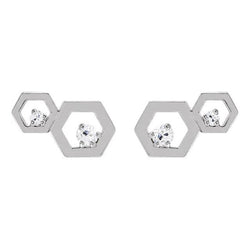 Alter Bergmann Echt Diamant Ohrstecker 1,50 Karat Hexagon Form 2 Steinschmuck