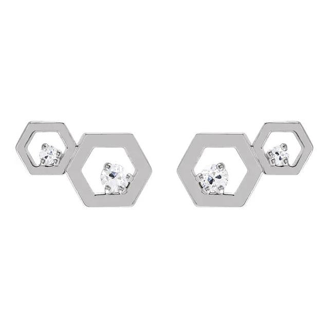 Alter Bergmann Echt Diamant Ohrstecker 1,50 Karat Hexagon Form 2 Steinschmuck1