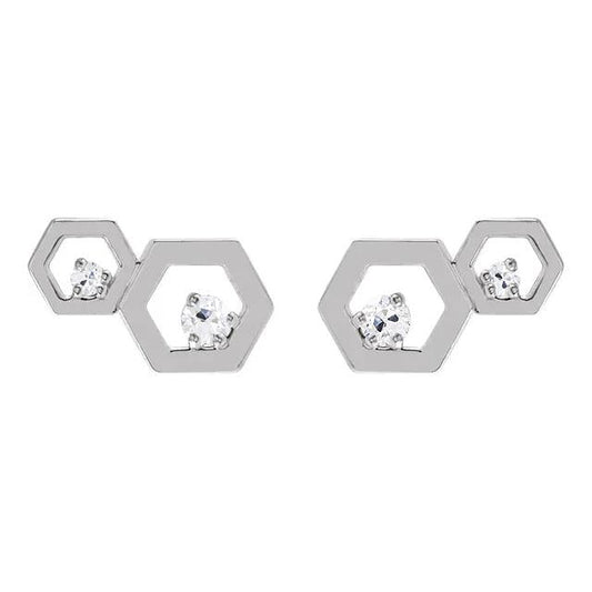Alter Bergmann Echt Diamant Ohrstecker 1,50 Karat Hexagon Form 2 Steinschmuck1