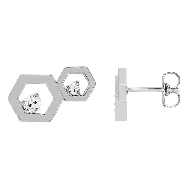 Alter Bergmann Echt Diamant Ohrstecker 1,50 Karat Hexagon Form 2 Steinschmuck2