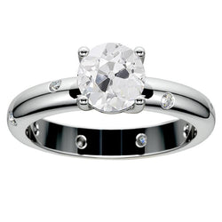 Alter Bergmann Echt Diamanten Verlobungsring mit Akzenten 3 Karat Gold Gypsy Flush Set
