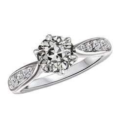 Alter Bergmann Echt Diamond Damenring 6-Krappen-Set Konischer Schaft 3,50 Karat