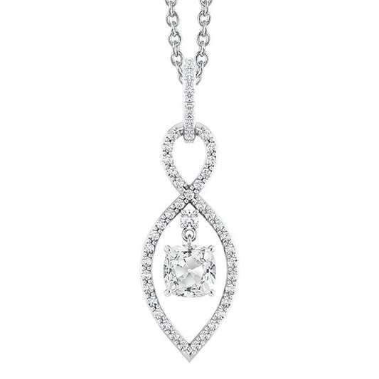 Alter Bergmann Kissen Echt Diamant Anhänger 3,50 Karat Krappenset Twisted Shank