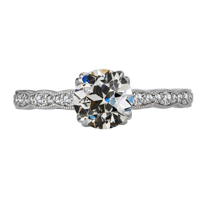 Alter Bergmann Runder Natürliche Diamantring 14K Goldschmuck 4,50 Karat Milgrain