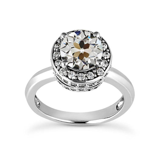 Alter Minenschliff Echt Diamant Halo Ehering 14K Weißgold 4,75 Karat - harrychadent.ch