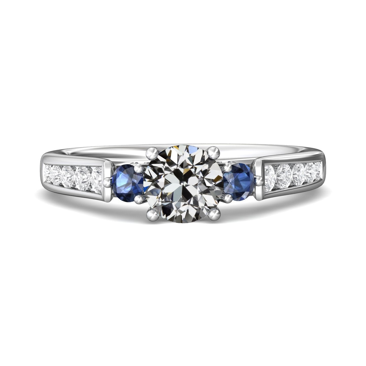 Alter Minenschliff Echt Diamant & Sri Lanka Saphir Jubiläumsring 4 Karat - harrychadent.ch