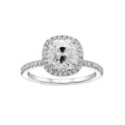 Alter europäischer Echt Diamant-Halo-Ring mit Rundschliff-Akzenten 1,75 Karat