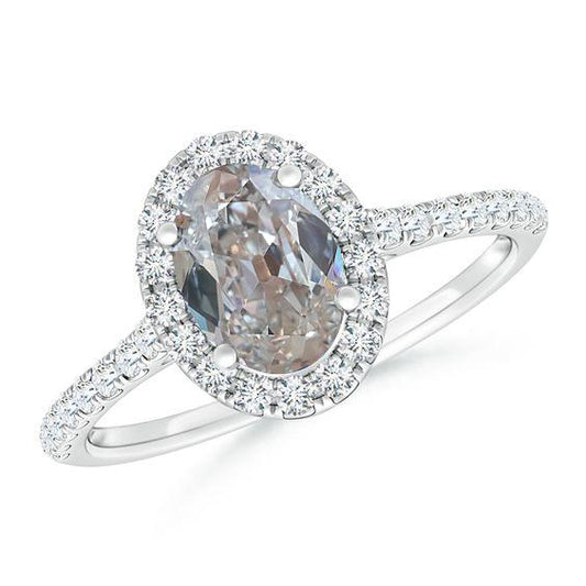 Altschliff Echt Diamant-Halo-Ring mit Rundschliff-Akzenten 2,75 Karat Gold - harrychadent.ch